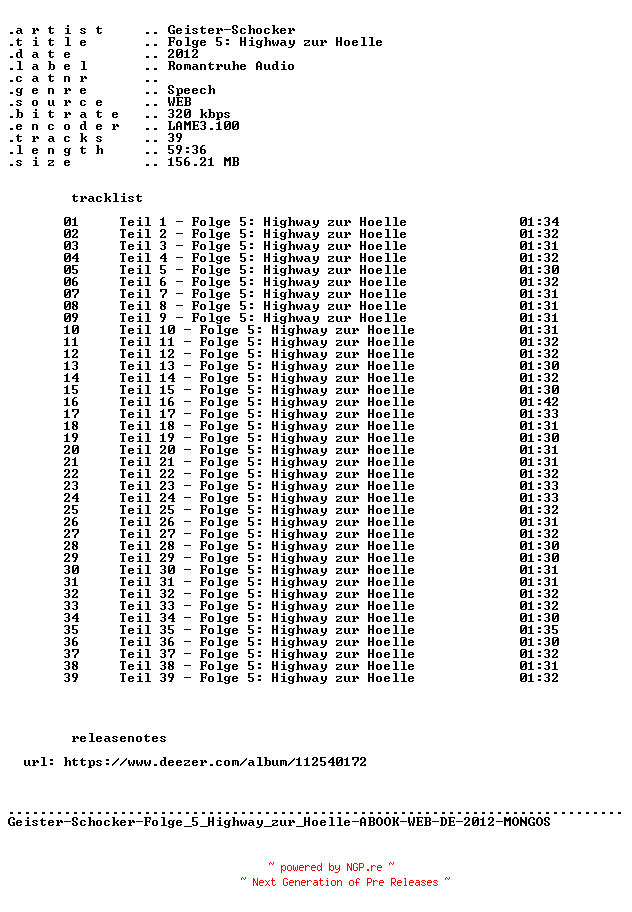 NFO for the release Geister-Schocker-Folge_005_Highway_zur_Hoelle-ABOOK-WEB-DE-2012-MONGOS by MONGOS