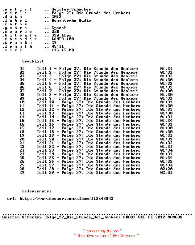 NFO for the release Geister-Schocker-Folge_027_Die_Stunde_des_Henkers-ABOOK-WEB-DE-2012-MONGOS by MONGOS