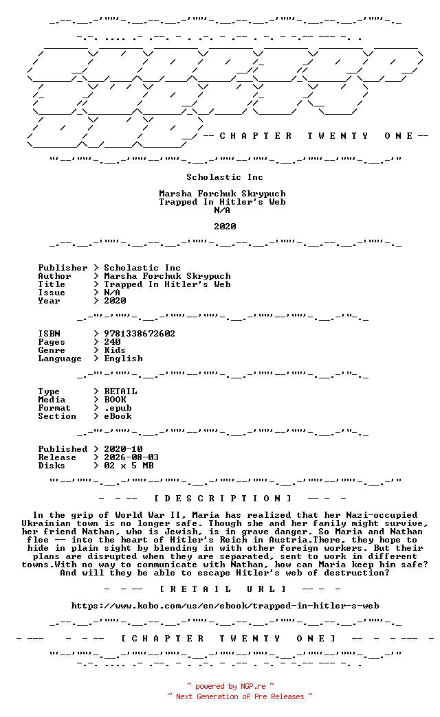 NFO for the release Marsha.Forchuk.Skrypuch.-.Trapped.In.Hitlers.Web.2020.RETAIL.EPUB.eBook-CTO by CTO