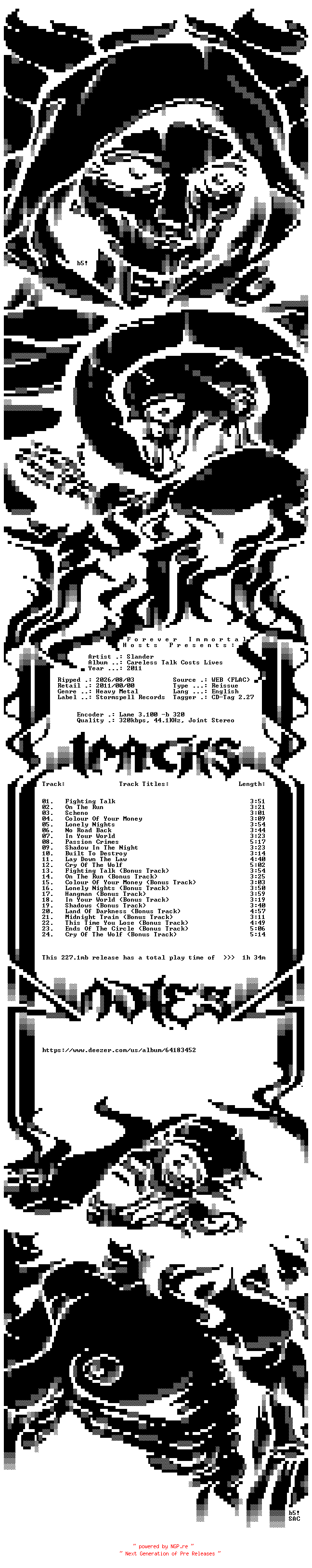 NFO for the release Slander-Careless_Talk_Costs_Lives-Reissue-WEB-2011-FiH by FiH