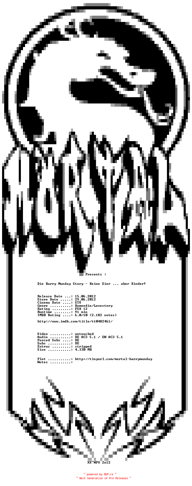 NFO for the release Die.Barry.Munday.Story.Keine.Eier.aber.Kinder.2010.German.DL.PAL.DVDR-MORTAL by MORTAL