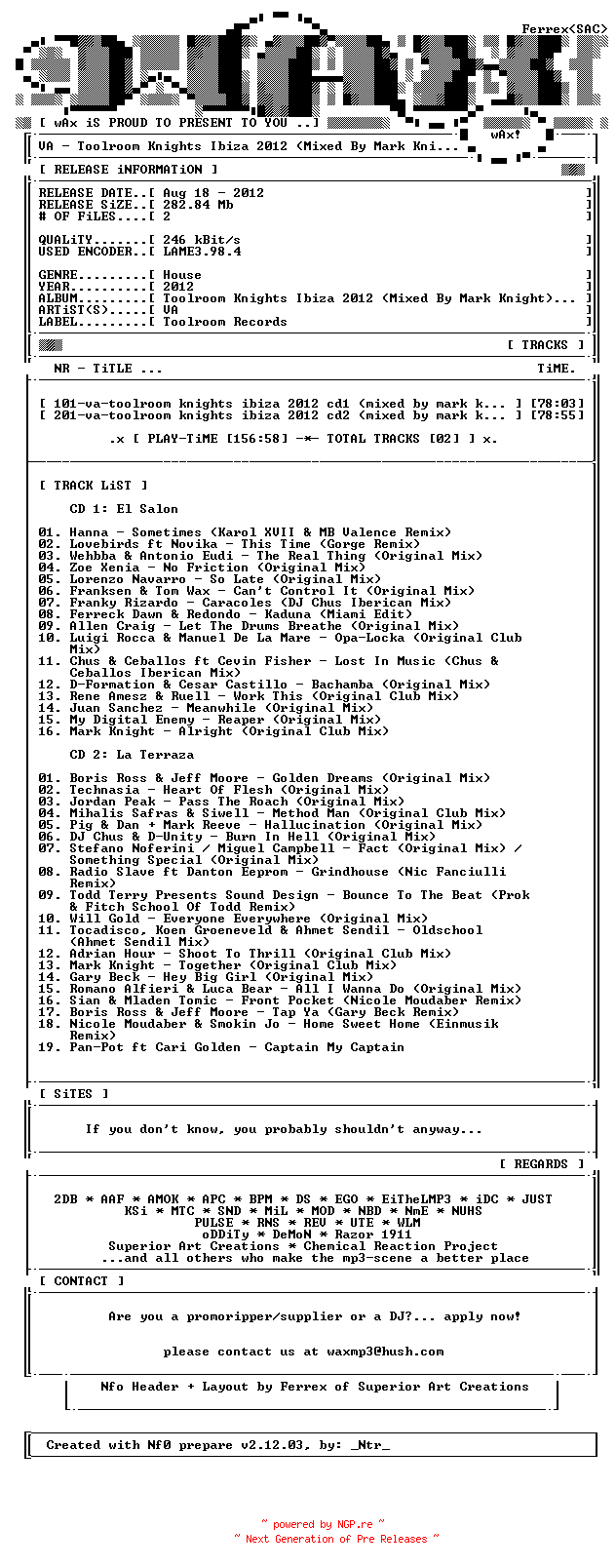 NFO for the release va-toolroom_knights_ibiza_2012_(mixed_by_mark_knight)-2cd-2012 by 2012