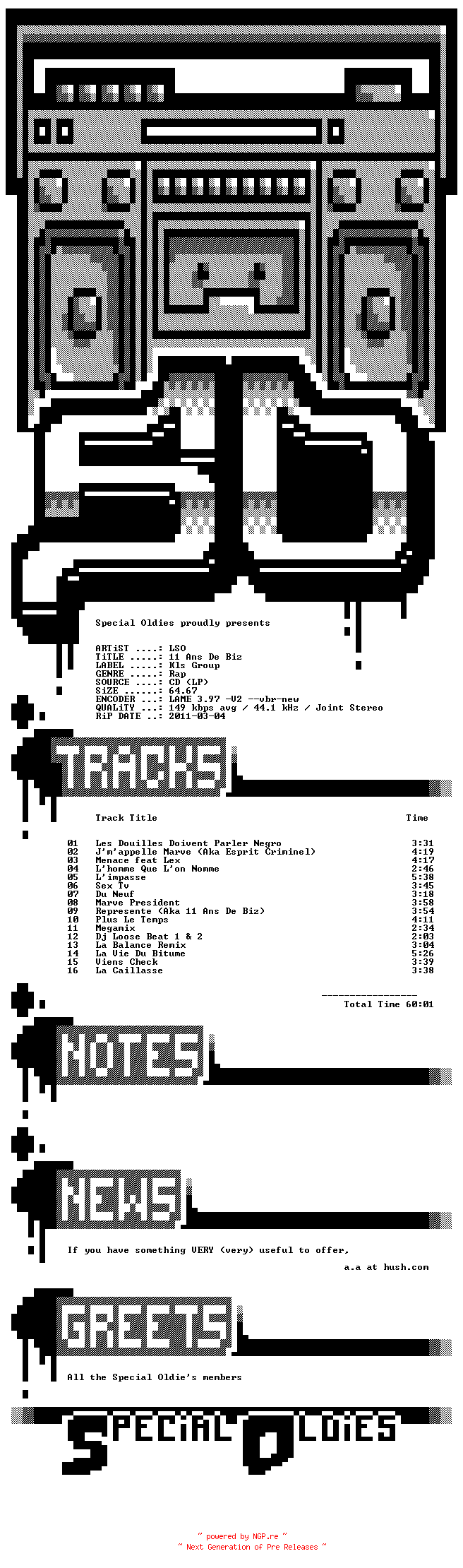 NFO for the release lso-11_ans_de_biz-(bootleg)-fr-2002 by 2002