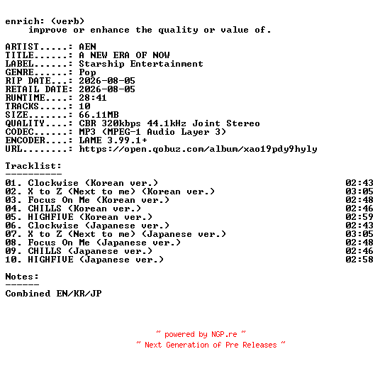 NFO for the release AEN-A_NEW_ERA_OF_NOW-EP-WEB-2026-ENRiCH by ENRiCH