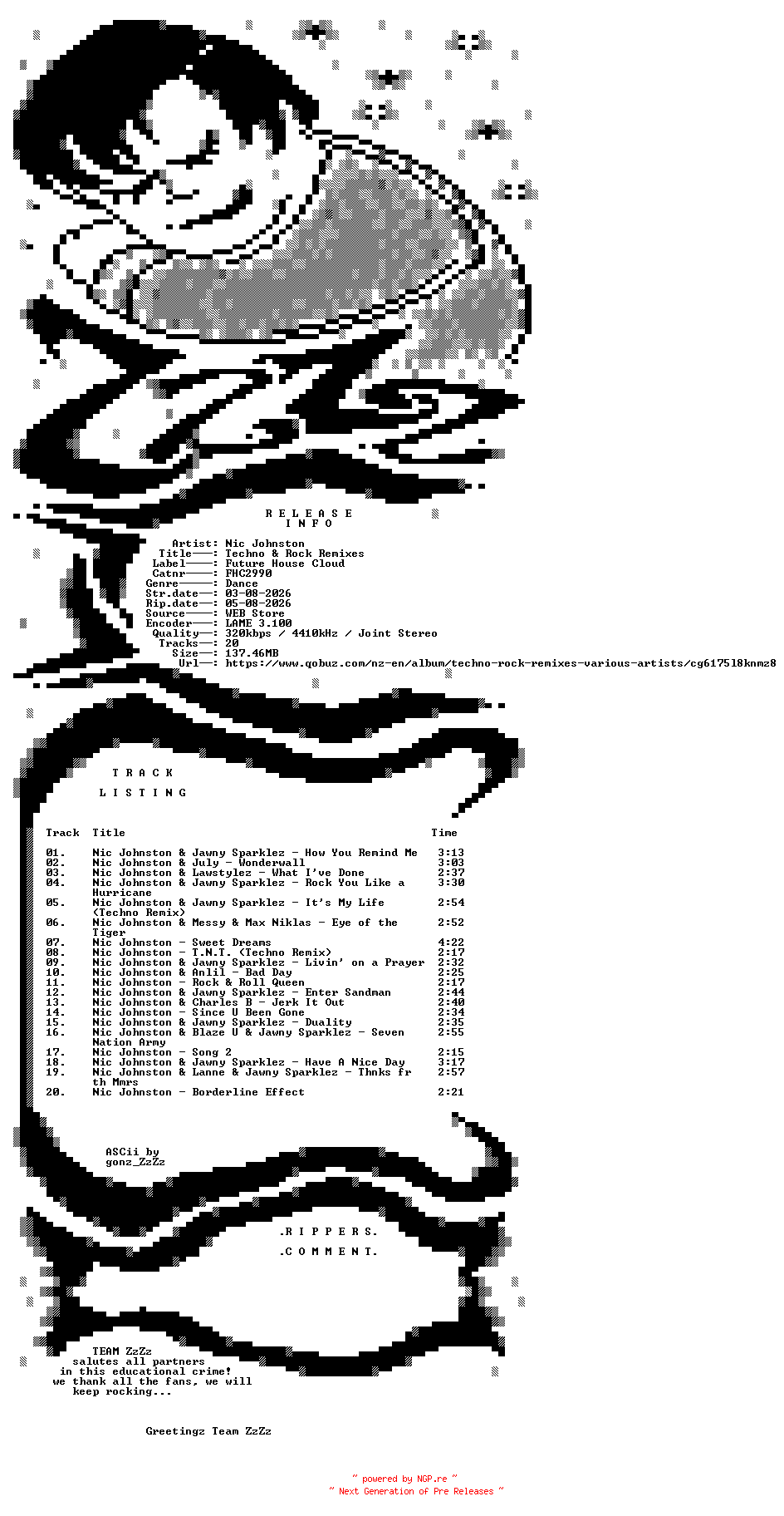 NFO for the release Nic_Johnston_-_Techno_and_Rock_Remixes-(FHC2990)-WEB-2026-ZzZz by ZzZz