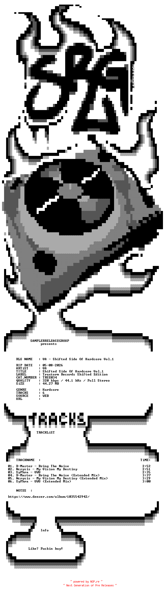 NFO for the release VA_-_Shifted_Side_Of_Hardcore_Vol.1-(TRSE034)-WEB-2026-SRG by SRG