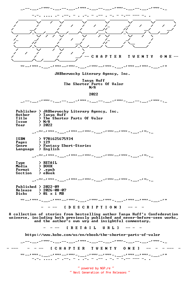 NFO for the release Tanya.Huff.-.The.Shorter.Parts.Of.Valor.2022.RETAIL.EPUB.eBook-CTO by CTO