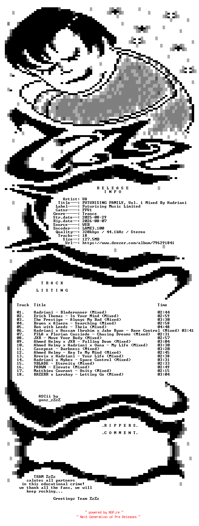 NFO for the release VA_-_FUTURISING_FAMILY_Vol_1_Mixed_By_Hadriani-(FFV1)-WEB-2025-ZzZz by ZzZz