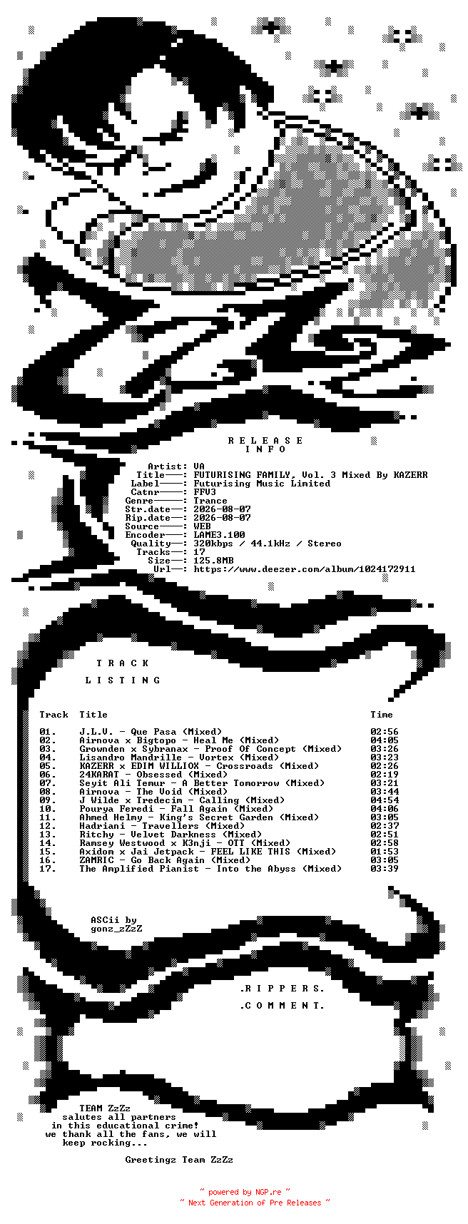 NFO for the release VA_-_FUTURISING_FAMILY_Vol_3_Mixed_By_KAZERR-(FFV3)-WEB-2026-ZzZz by ZzZz