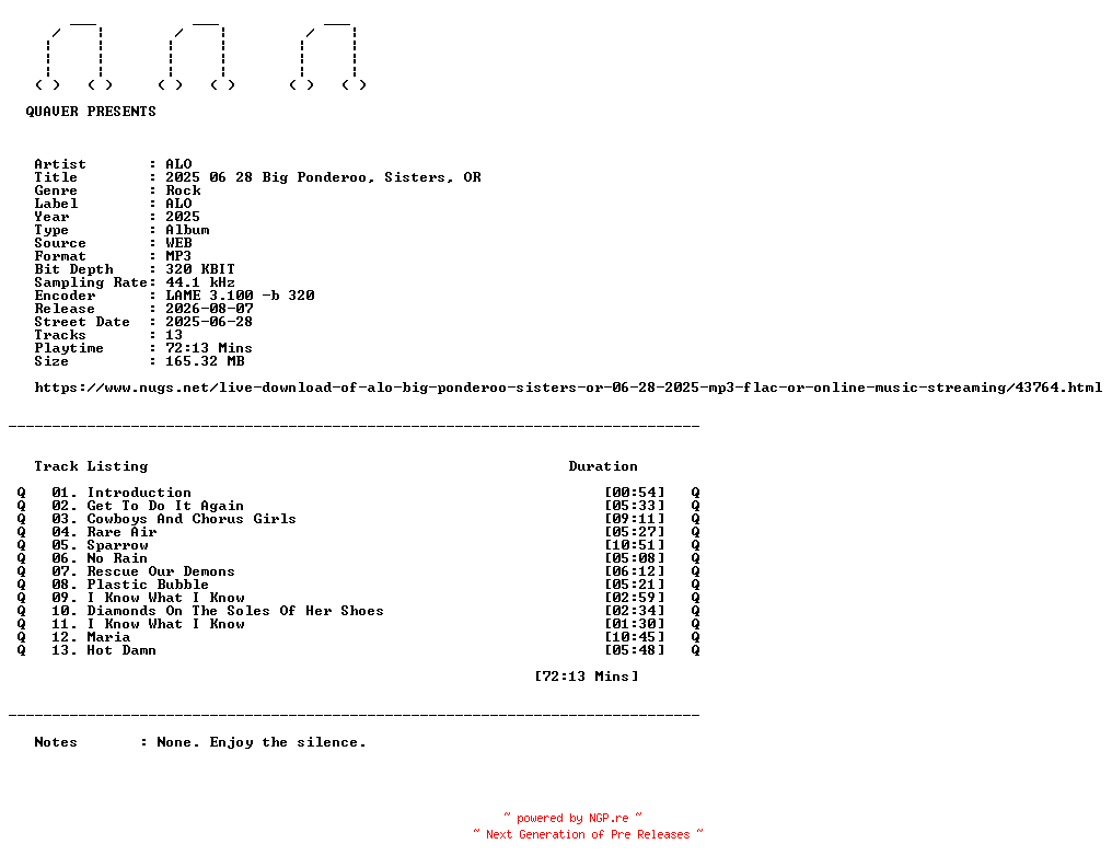 NFO for the release ALO-2025_06_28_Big_Ponderoo_Sisters_OR-WEB-2025-QUAVER by QUAVER