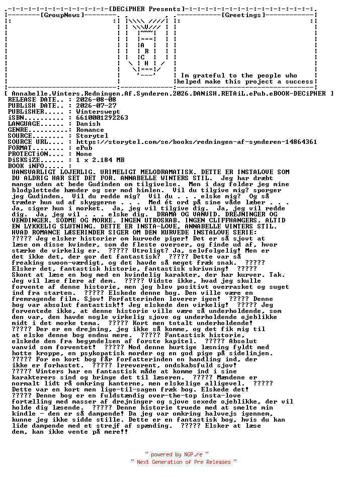 NFO for the release Annabelle.Winters.Redningen.Af.Synderen.2026.DANiSH.RETAiL.ePub.eBOOK-DECiPHER by DECiPHER