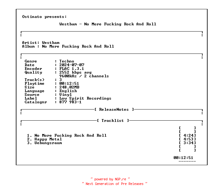 NFO for the release Westbam-No_More_Fucking_Rock_and_Roll-(877_983-1)-VINYL-FLAC-1990-OTT by OTT
