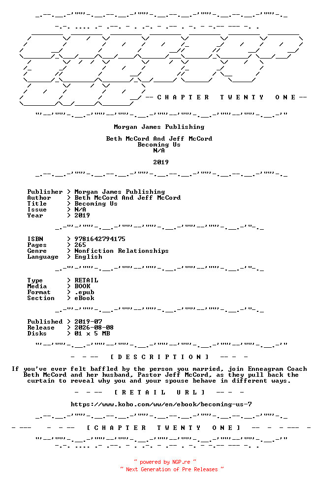 NFO for the release Beth.McCord.And.Jeff.McCord.-.Becoming.Us.2019.RETAIL.EPUB.eBook-CTO by CTO
