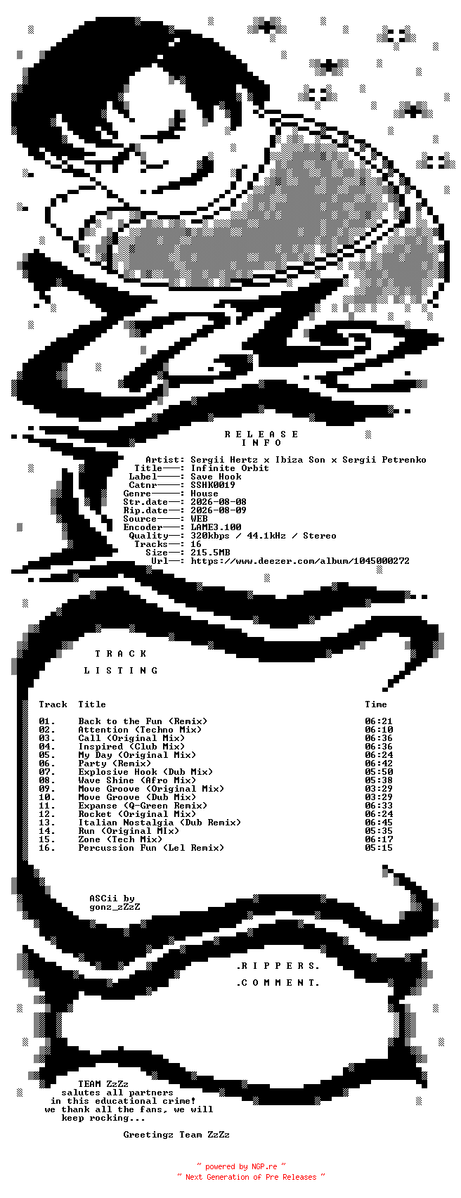 NFO for the release Sergii_Hertz_x_Ibiza_Son_x_Sergii_Petrenko_-_Infinite_Orbit-(SSHK0019)-WEB-2026-ZzZz by ZzZz