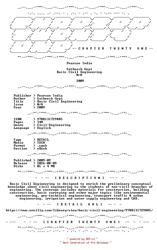 NFO for the release Pearson.India.-.Basic.Civil.Engineering.2009.RETAIL.EPUB.eBook-CTO by CTO
