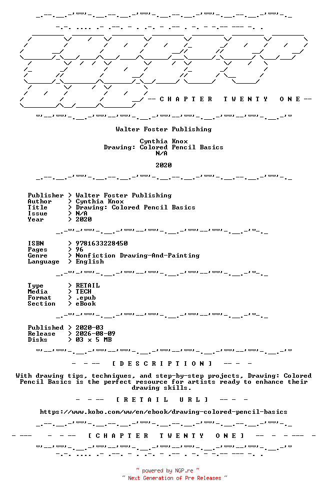 NFO for the release Walter.Foster.Publishing.-.Drawing.Colored.Pencil.Basics.2020.RETAIL.EPUB.eBook-CTO by CTO