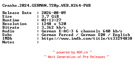 NFO for the release Cranko.2024.GERMAN.720p.WEB.H264-FWB by FWB
