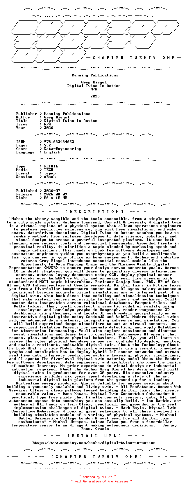 NFO for the release Manning.Publications.-.Digital.Twins.In.Action.2026.RETAIL.EPUB.eBook-CTO by CTO