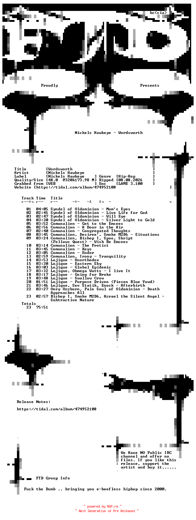 NFO for the release Nickels_Hawkeye-Wordsworth-WEB-2025-FTD by FTD