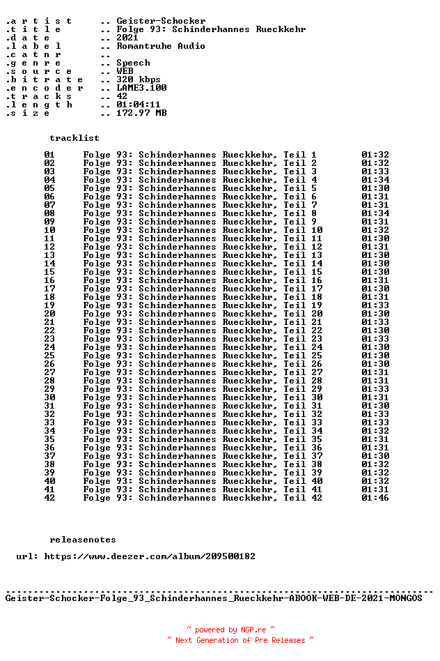 NFO for the release Geister-Schocker-Folge_093_Schinderhannes_Rueckkehr-ABOOK-WEB-DE-2021-MONGOS by MONGOS