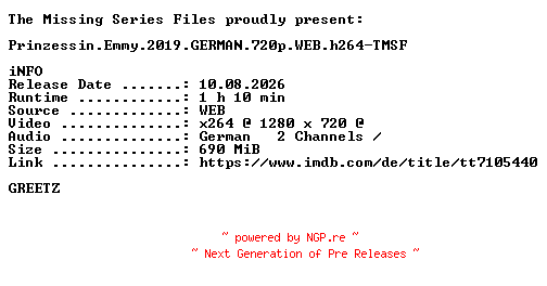 NFO for the release Prinzessin.Emmy.2019.GERMAN.720p.WEB.h264-TMSF by TMSF