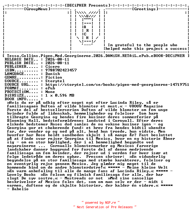 NFO for the release Tessa.Collins.Pigen.Med.Georginerne.2026.DANiSH.RETAiL.ePub.eBOOK-DECiPHER by DECiPHER