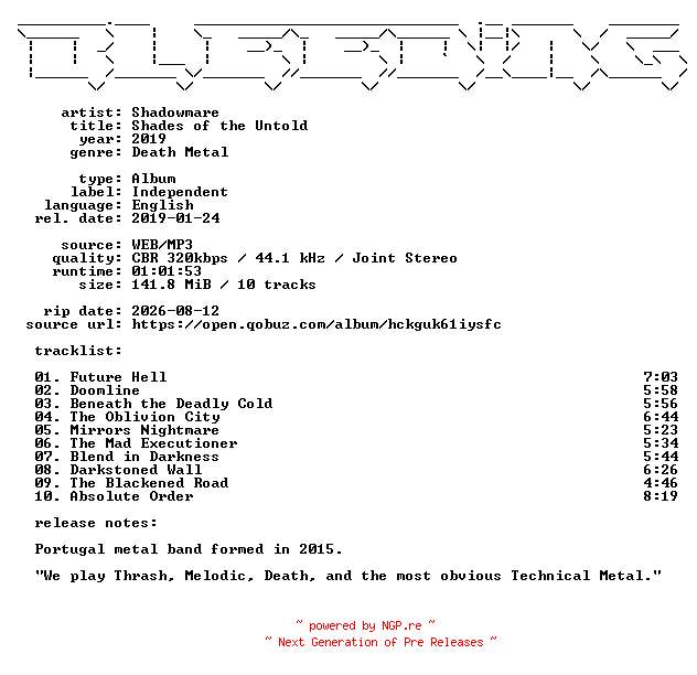 NFO for the release Shadowmare-Shades_of_the_Untold-WEB-2019-BLEEDiNG by BLEEDiNG