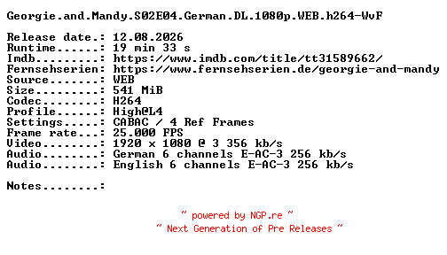 NFO for the release Georgie.and.Mandy.S02E04.German.DL.1080p.WEB.h264-WvF by WvF