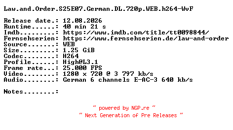 NFO for the release Law.and.Order.S25E07.German.DL.720p.WEB.h264-WvF by WvF