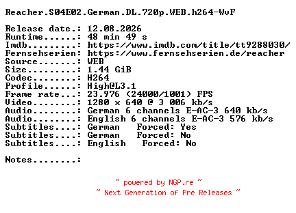 NFO for the release Reacher.S04E02.German.DL.720p.WEB.h264-WvF by WvF