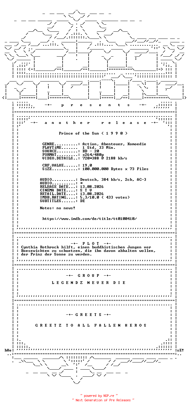 NFO for the release Prince.of.the.Sun.German.1990.AC3.BDRip.x264-TM by TM