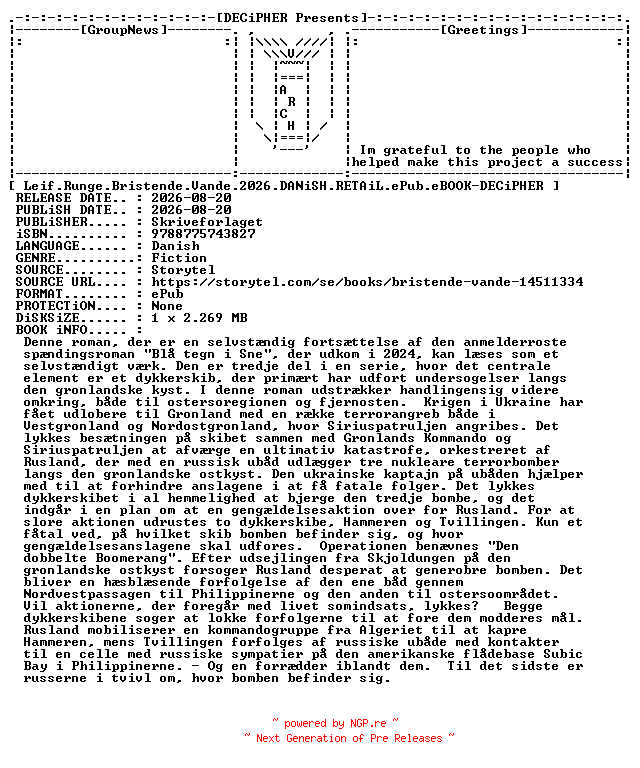 NFO for the release Leif.Runge.Bristende.Vande.2026.DANiSH.RETAiL.ePub.eBOOK-DECiPHER by DECiPHER