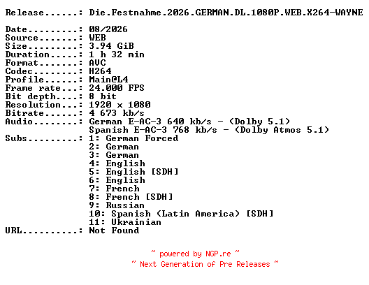 NFO for the release Die.Festnahme.2026.GERMAN.DL.1080P.WEB.X264-WAYNE by WAYNE