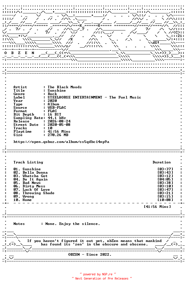 NFO for the release The_Black_Moods-Sunshine-16BIT-WEB-FLAC-2020-OBZEN by OBZEN