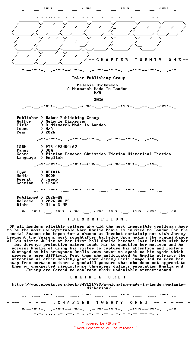 NFO for the release Melanie.Dickerson.-.A.Mismatch.Made.In.London.2026.RETAIL.EPUB.eBook-CTO by CTO