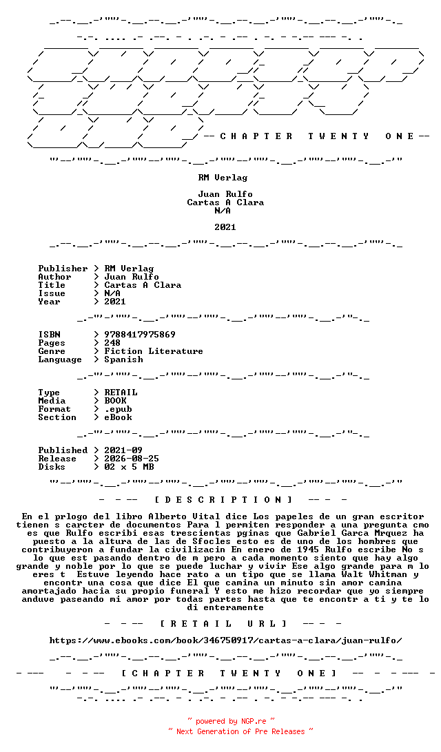 NFO for the release Juan.Rulfo.-.Cartas.A.Clara.2021.SPANISH.RETAIL.EPUB.eBook-CTO by CTO