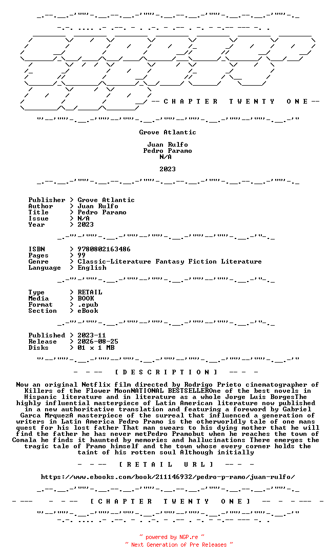 NFO for the release Juan.Rulfo.-.Pedro.Paramo.2023.RETAIL.EPUB.eBook-CTO by CTO