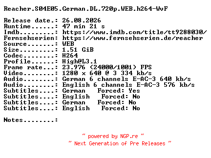 NFO for the release Reacher.S04E05.German.DL.720p.WEB.h264-WvF by WvF
