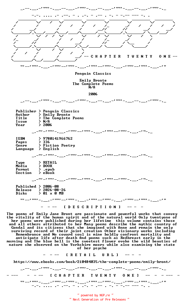 NFO for the release Emily.Bronte.-.The.Complete.Poems.2006.RETAIL.EPUB.eBook-CTO by CTO