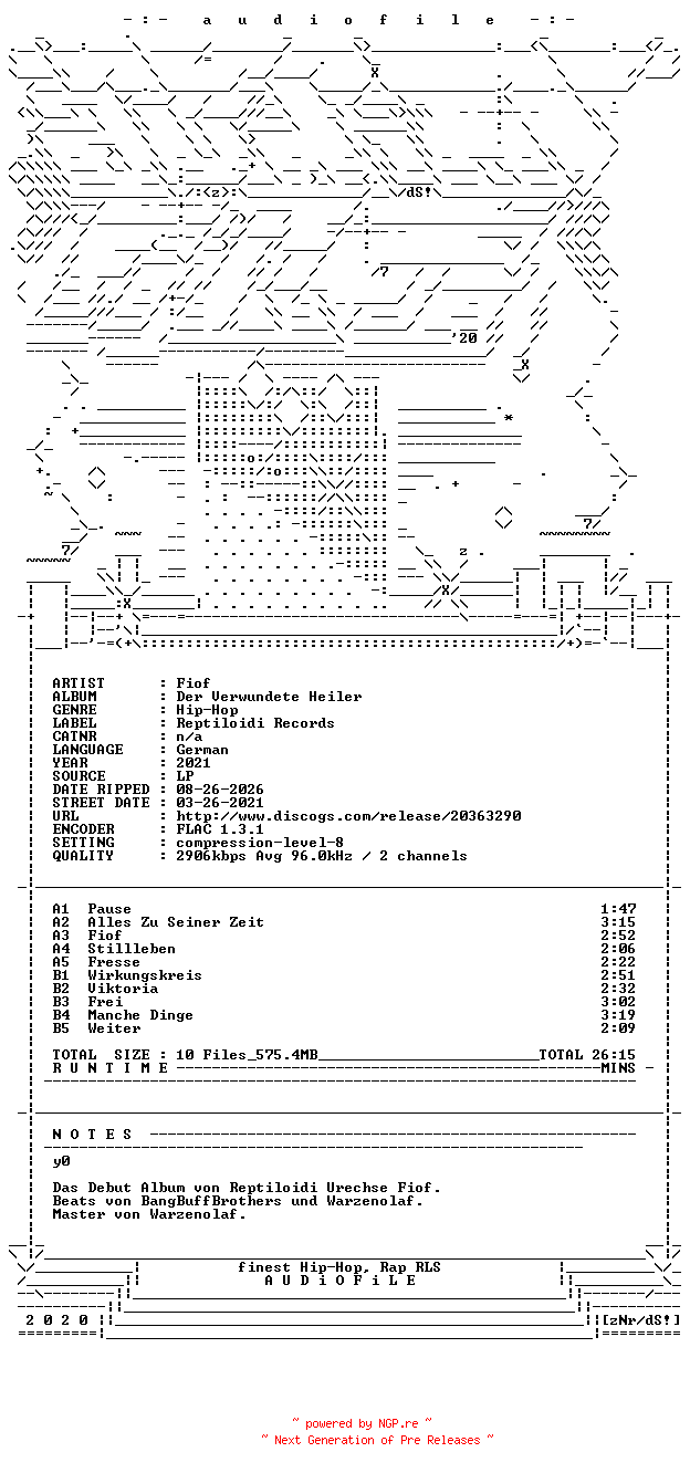 NFO for the release Fiof-Der_Verwundete_Heiler-DE-LP-FLAC-2021-AUDiOFiLE by AUDiOFiLE