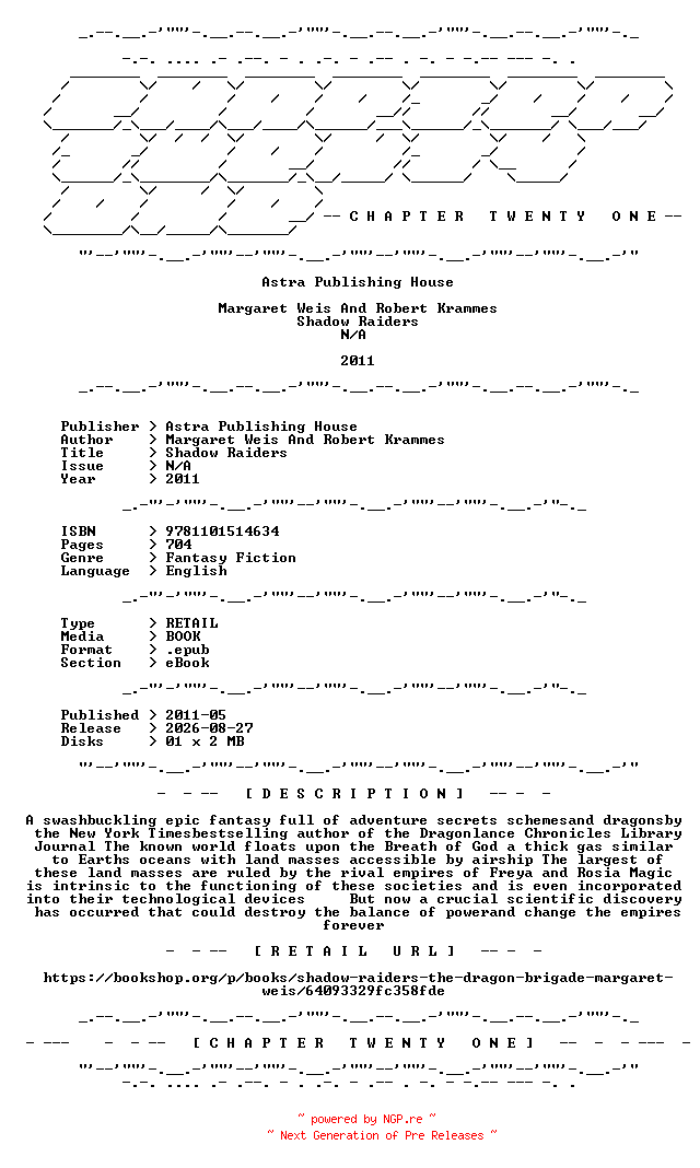 NFO for the release Margaret.Weis.And.Robert.Krammes.-.Shadow.Raiders.2011.RETAIL.EPUB.eBook-CTO by CTO