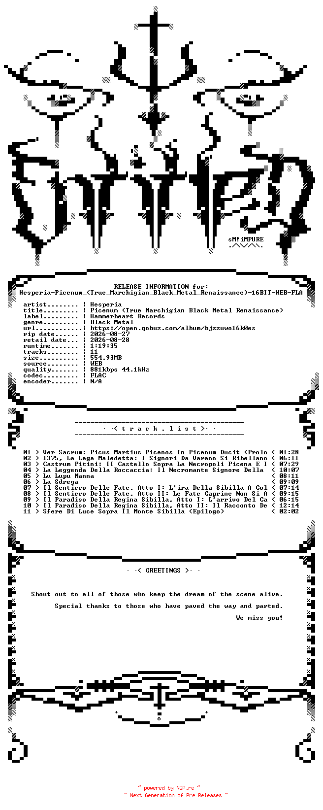NFO for the release Hesperia-Picenum_(True_Marchigian_Black_Metal_Renaissance)-16BIT-WEB-FLAC-2026-ENTiTLED by ENTiTLED