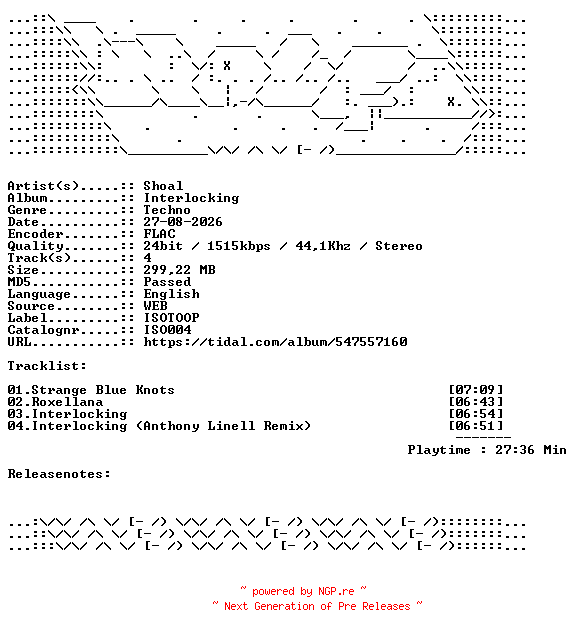 NFO for the release Shoal-Interlocking-ISO004-24BIT-WEB-FLAC-2026-WAVED by WAVED