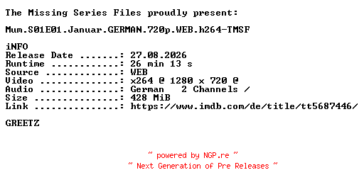 NFO for the release Mum.S01E01.Januar.GERMAN.720p.WEB.h264-TMSF by TMSF