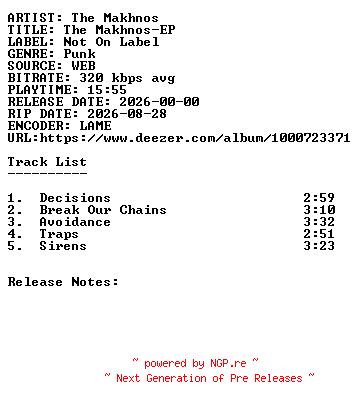 NFO for the release The_Makhnos-The_Makhnos-EP-WEB-2026-SDR by SDR