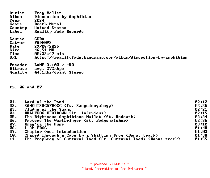 NFO for the release Frog_Mallet-Dissection_by_Amphibian-Reissue-CD-2024-DiTCH by DiTCH