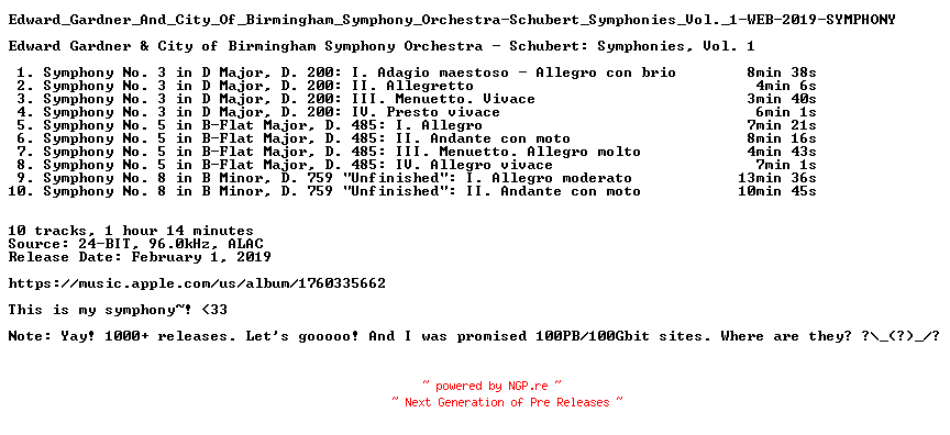 NFO for the release Edward_Gardner_And_City_Of_Birmingham_Symphony_Orchestra-Schubert_Symphonies_Vol._1-READNFO-WEB-2019-SYMPHONY by SYMPHONY