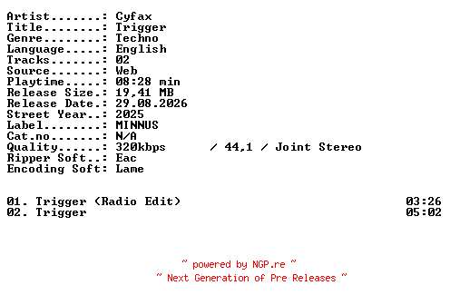 NFO for the release Cyfax-Trigger-WEB-2025-XTC_iNT by XTC_iNT