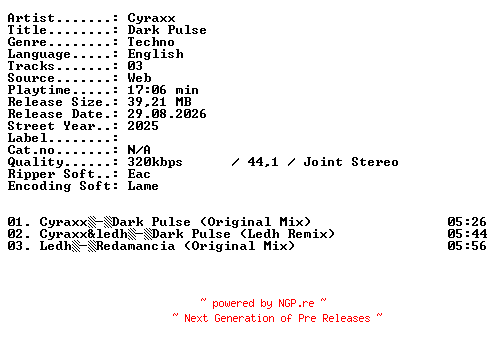 NFO for the release Cyraxx-Dark_Pulse-WEB-2025-XTC_iNT by XTC_iNT