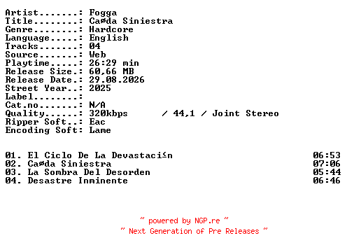 NFO for the release Fogga-Cada_Siniestra-WEB-2025-XTC_iNT by XTC_iNT